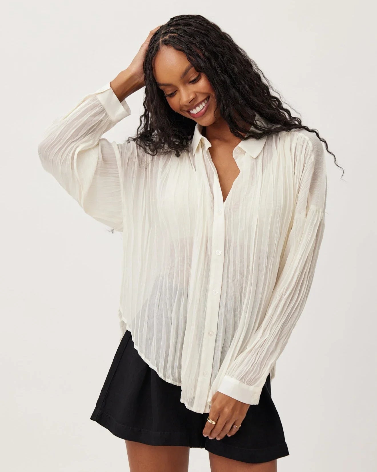 FLOWY PLEATED SHIRT CREME